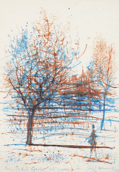 Jean CARZOU 
Jean CARZOU (1907-2000 ) - Autumnal walk - Watercolour and gouache on...