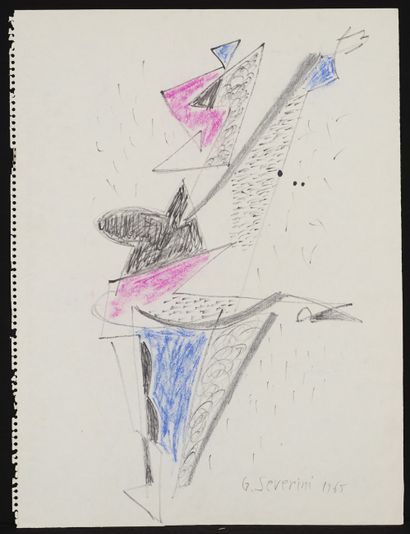Gino SEVERINI 
Gino SEVERINI (1883-1966 ) - Composition - Dessin au crayon signé...