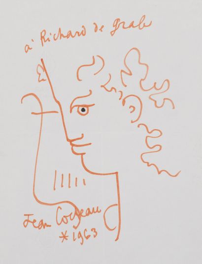 Jean COCTEAU 
Jean COCTEAU (1889-1963) - Profile - Drawing dedicated to Richard de...