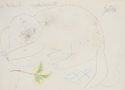 Franco GENTILINI Franco GENTILINI (1909-1981) - Cat - Pencil drawing - Signed in...