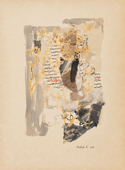 Rachid KHIMOUNE Rachid KHIMOUNE (1953) - Collage, technique mixte - Signée et daté...