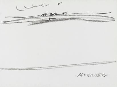 SANTE MONACHESI Sante MONACHESI (1910-1991) - Landscape - Charcoal drawing - Signed...
