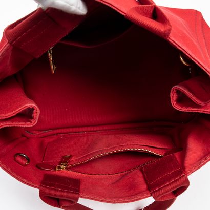 Prada PRADA - Sac cabas en coton rouge - Intérieur en coton rouge comportant deux...