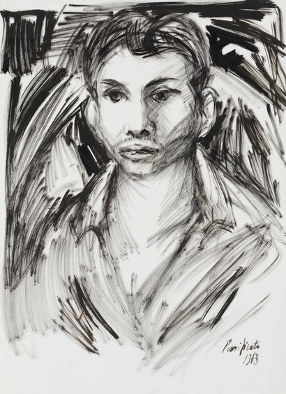 DOMENICO PURIFICATO Domenico PURIFICATO (1915-1984) - Portrait - Ink drawing - Signed...