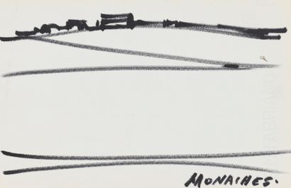 SANTE MONACHESI Sante MONACHESI (1910-1991)- Landscape - Felt pen drawing - Signed...