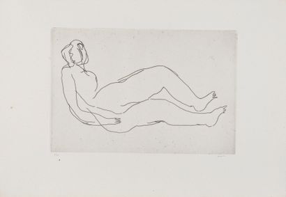 Jean FAUTRIER Jean FAUTRIER (1898-1964)- Reclining Nude IV, 1944 - Etching on Auvergne...