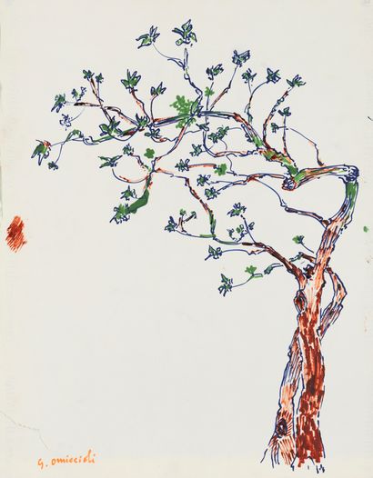 GIOVANNI OMICCIOLI Giovanni OMICCIOLI (1901-1975) - L'arbre - Dessin au feutre -...