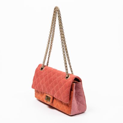 Chanel CHANEL - Classic bag in red, pink and orange matlassed cotton - Inside in...