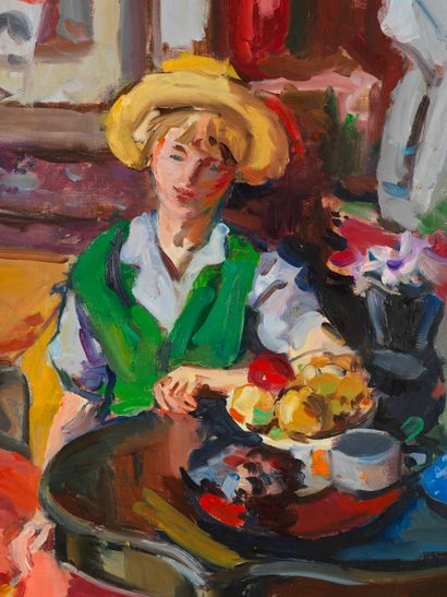 Pierre CORNU Pierre CORNU (1895-1996) - Femme au chapeau - Huile sur toile signée...
