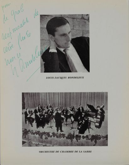Louis Jacques RONDELEUX Louis Jacques RONDELEUX - Programme salle Gaveau, 1961 -...