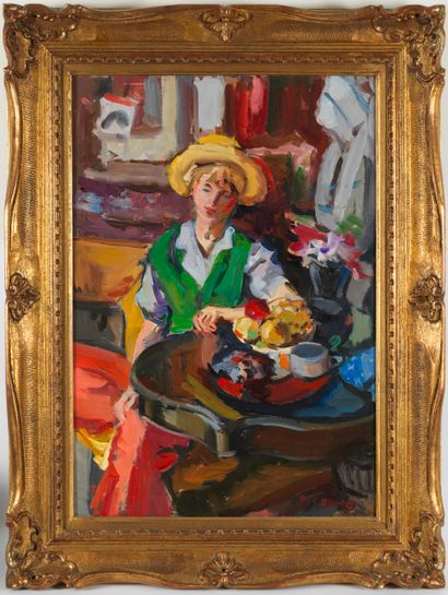 Pierre CORNU Pierre CORNU (1895-1996) - Femme au chapeau - Huile sur toile signée...