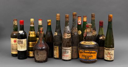 VINS 
15 bottles including : 1 bottle Château Monbousquet 1955, 1 Puligny Montrachet,...