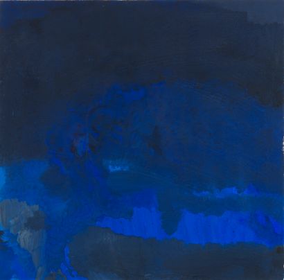 Jean-Luc PERROT Jean-Luc PERROT (XXème siècle) Bleu - Gouache - Signée - 56 x 56...
