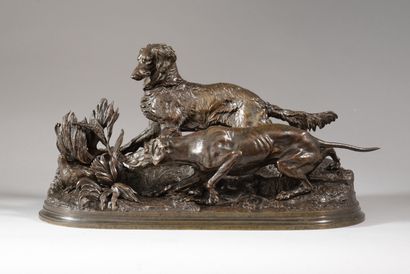 Pierre-Jules MÊNE Pierre-Jules MENE - (1810-1879) - Partridge hunting (1847) - Bronze...