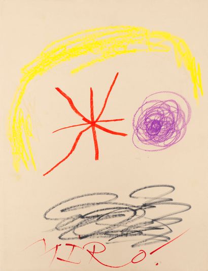 JOAN MIRÒ Joan MIRO (1893-1983) - Untitled, 1964 - Felt pen and pencil on wax on...