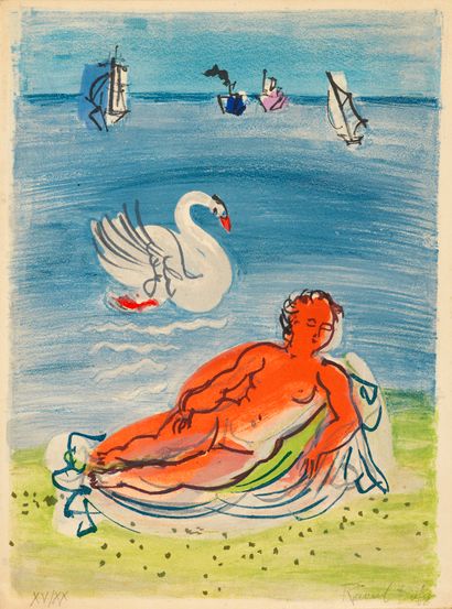 Raoul DUFY Raoul DUFY (1877-1953) - Leda et le cygne - Lithographie signée au crayon... Gazette Drouot