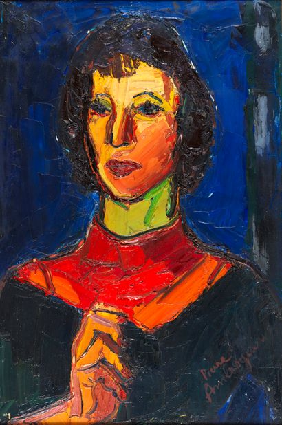 Pierre AMBROGIANI Pierre AMBROGIANI (1907-1985) - Portrait of a woman - Oil on canvas...