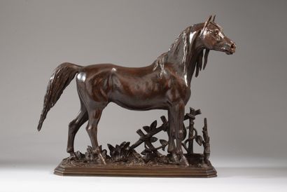 Christophe FRATIN Christophe FRATIN (1801-1864) - Horse at the gate - Bronze with...