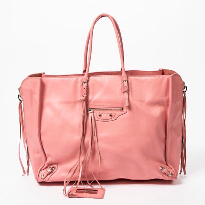 Balenciaga BALENCIAGA - Pink grained calfskin tote bag - Unlined inside - Double...