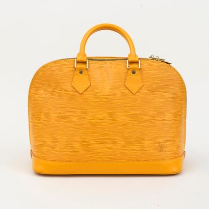 Louis Vuitton LOUIS VUITTON - Sac Alma en cuir épi jaune - Intérieur en textile type...