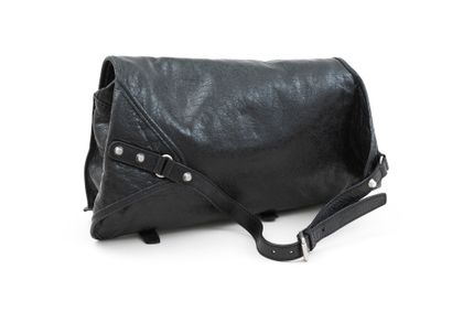 Balenciaga BALENCIAGA - Shoulder bag in black grained leather - Satin steel finishing...