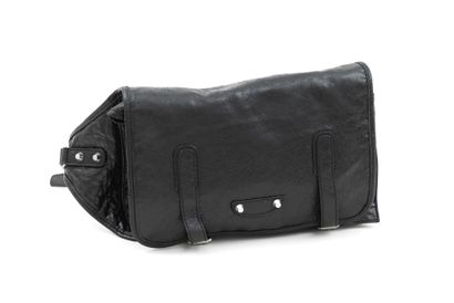 Balenciaga BALENCIAGA - Shoulder bag in black grained leather - Satin steel finishing...