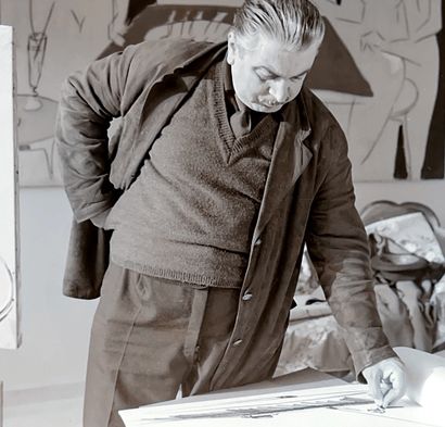 SANTE MONACHESI Sante MONACHESI (1910-1991) - Landscape - Charcoal drawing - Signed...