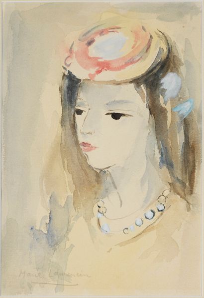Marie LAURENCIN Marie LAURENCIN (1883-1956) - Jeune femme au collier de perles -...