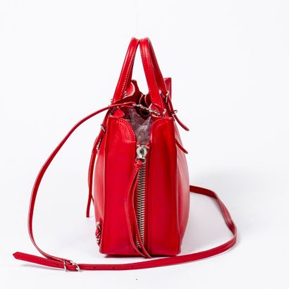 Balenciaga BALENCIAGA - Small tote bag in red grained leather - Removable shoulder...