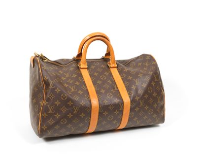 Louis Vuitton LOUIS VUITTON -Keepingall bag - In monogram canvas and natural cowhide...