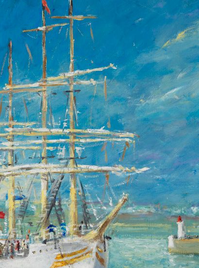 Serve SAUVAGE Serge SAUVAGE - Sailing boat in Saint-Malo - Oil on canvas signed lower...