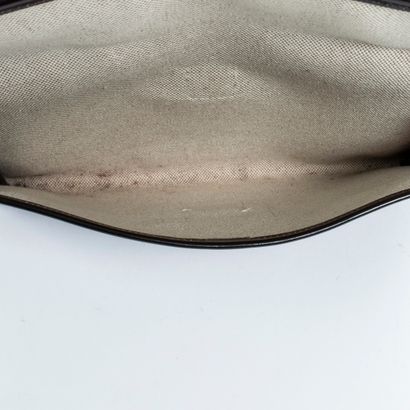Hermès HERMES - Jige clutch bag in dark brown box calf - Inside in H canvas - Very...