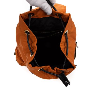 BURBURRY BURBURRY - Backpack - Orange nylon - Black grained leather - Black nylon...