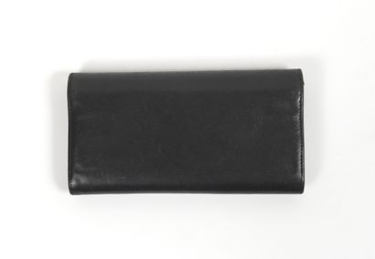 Chanel CHANEL - Porte-cartes porte-monnaie en agneau noir doublé en agneau et tissu...