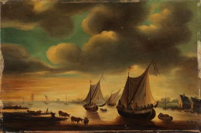 Ecole XIXème siècle 
Attributed to - Seascape - Oil on panel - 24 x 36 cm
