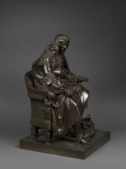 Gabriel SEURRE Gabriel SEURRE (1795-1867) - Molière, 1841 - Bronze with brown-green...