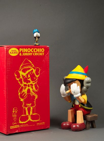 KAWS KAWS (1974) - Pinocchio et Jiminy Cricket 2010 - 9x27x6 cm