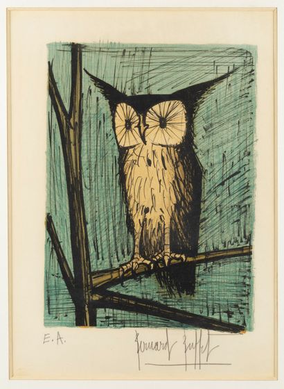 Bernard BUFFET Bernard BUFFET (1928-1999) - The owl - Lithograph signed in pencil...