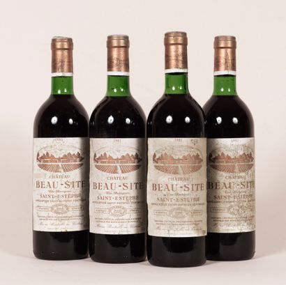 null 4 bouteilles Château Beau-Site 1981 - Niveau très léger bas - Etiquette marquée...