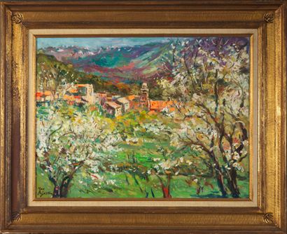 Max AGOSTINI Max AGOSTINI (1914-1997) - Village in spring - Oil on canvas signed...