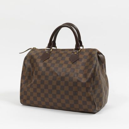 Louis Vuitton LOUIS VUITTON -Speedy 30 bag in brown coated canvas and leather - Inside...