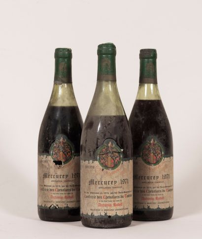 Mercurey 3 bouteilles de Mercurey 1971 - Niveau entre 2 et 6 - Etiquettes abîmées...