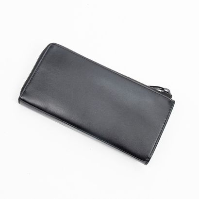 Yves Saint Laurent YVES SAINT LAURENT - Porte-cartes, porte-monnaie en veau box noir...