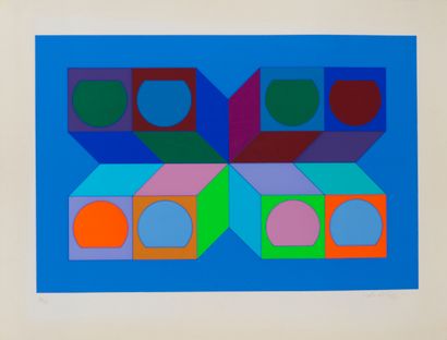 Victor VASARELY Victor VASARELY (1906-1997) - Untitled - Lithograph signed in pencil...