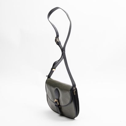 Yves Saint Laurent YVES SAINT LAURENT - Shoulder bag in striped canvas and black...