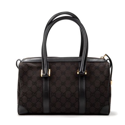 Gucci GUCCI - Boston type handbag small model in monogrammed woven canvas and black...