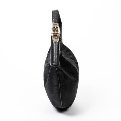 Gucci GUCCI - Shoulder bag with half moon shape in woven canvas with black leather...