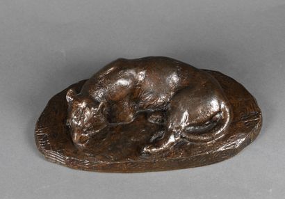 Antoine-Louis Barye Antoine-Louis BARYE (1795-1875) - Jaguar dormant, 1837 - Bronze...