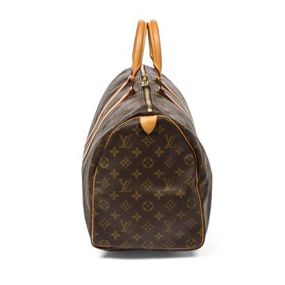 Louis Vuitton LOUIS VUITTON- Keepall 45 bag - in monogrammed canvas and natural leather...