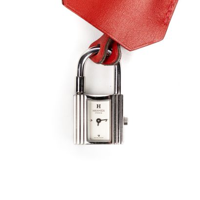 Hermès HERMES- Kelly neck watch - In palladium-plated metal - Bell and link in box...